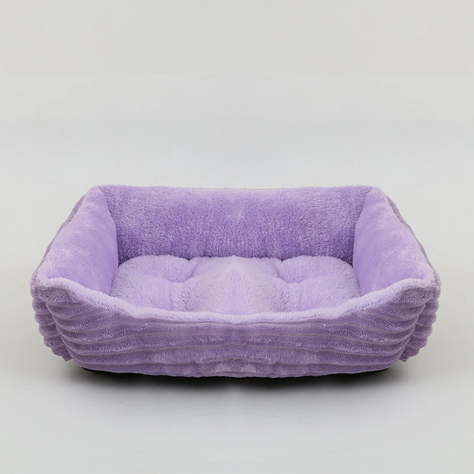 Showlu Fashion square plush calming dog bed with waterproof Oxford fabric, featuring a cozy pet sofa design for comfort and relaxation.