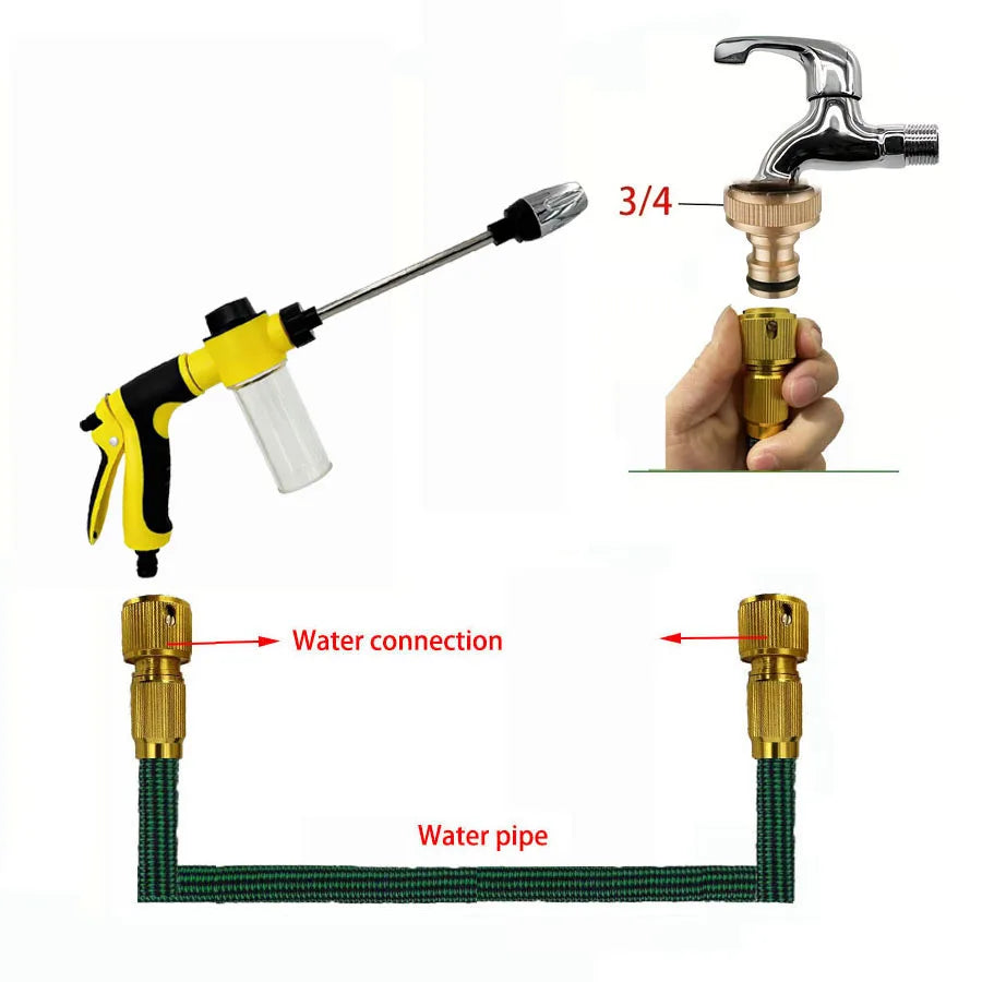 25ft Showlu Smart General high-pressure washer hose coiled on a reel, durable rubber construction for outdoor cleaning tasks