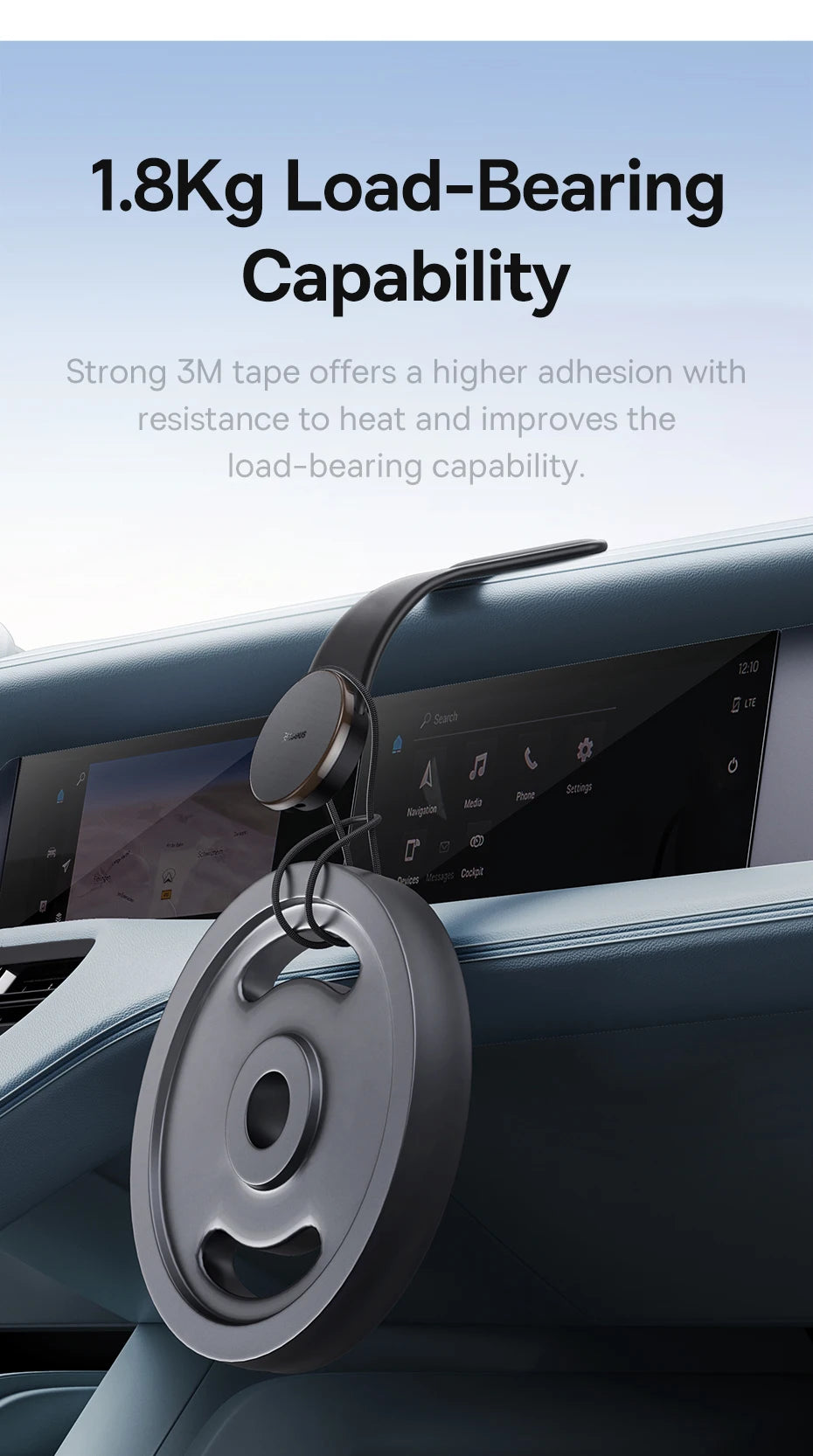 Magnetic foldable car phone holder for dashboard by Showlu Smart General, showing the adjustable mount and magnetic phone attachment.