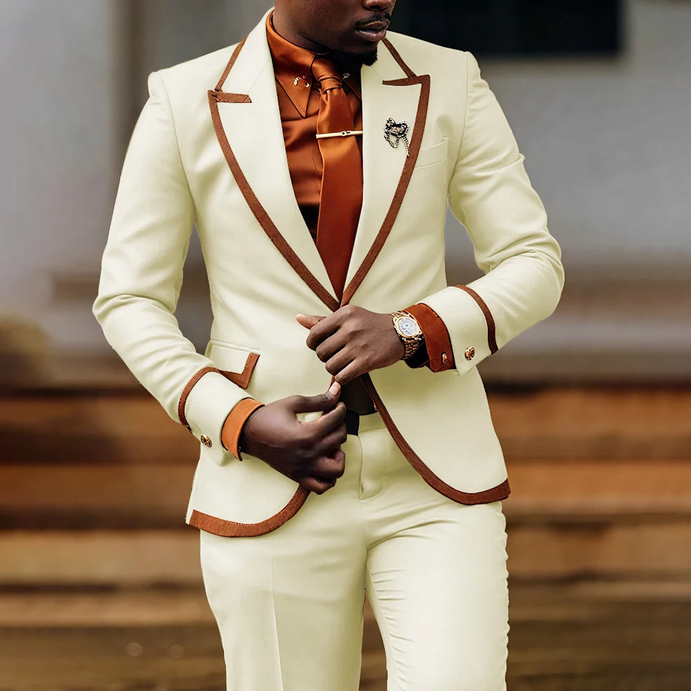 Slim fit men's suit by Showlu Fashion Store, featuring a tailored jacket and matching pants for formal and casual occasions