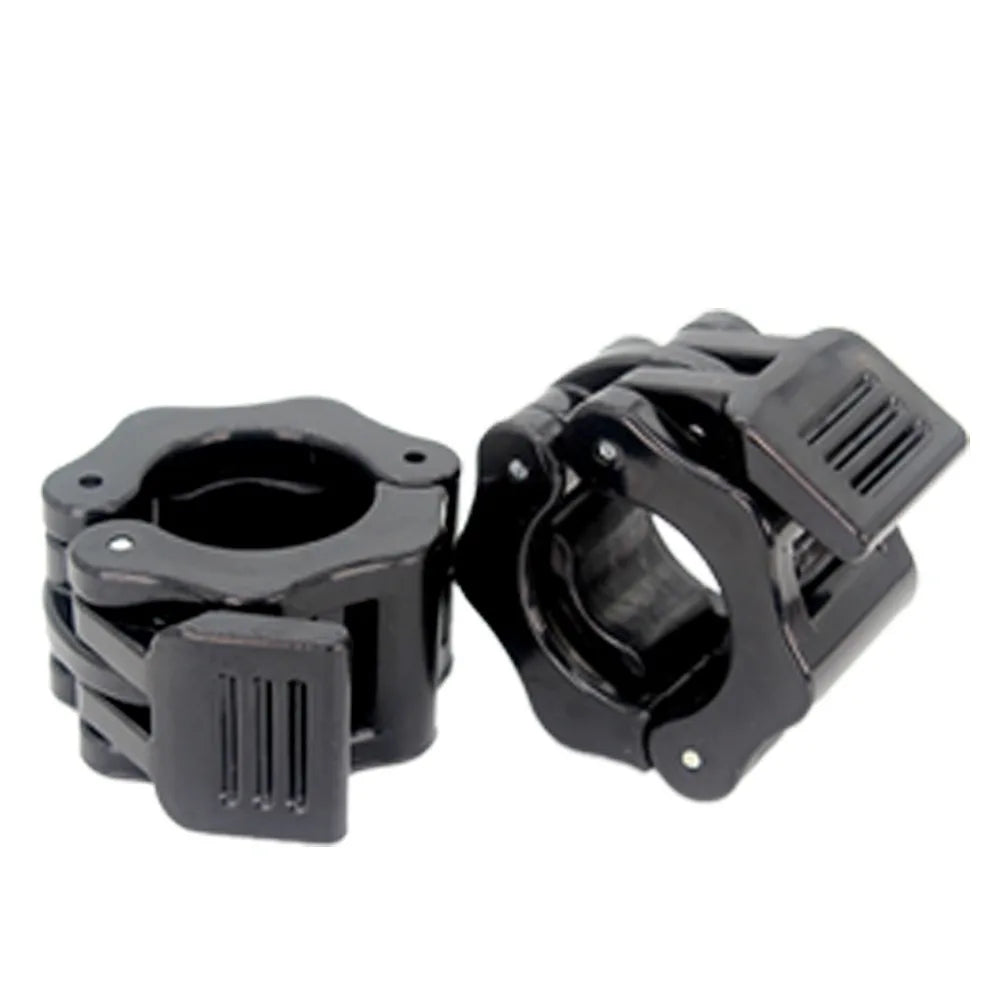 Pair of Showlu Fitness barbell clamps with quick release hexagon design for secure fit on 25/30mm dumbbell and barbell bars