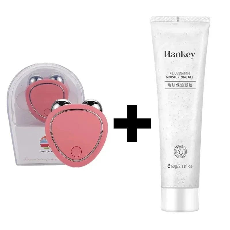 SHOWLU FASHION STORE KEMOKO EMS Microcurrent Facial Massager for face lifting and skin rejuvenation, shown with device on skin.
