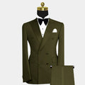 SHOWLU men's blue double-breasted slim fit 2-piece suit for wedding and prom, shown on a mannequin.