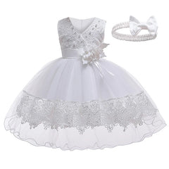 Flower Girl Dress For First Communion Princess Children Baptism Dresses Newborn Wedding Bridesmaid Birthday Party Tulle Vestido