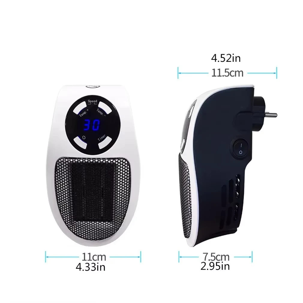 Showlu Smart General 500W mini plug-in ceramic space heater with compact design and adjustable temperature control.