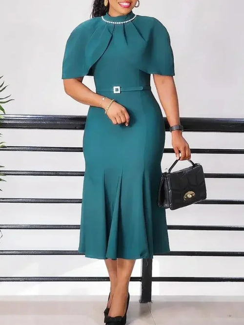 AOMEI Women's Mermaid Church Dress by SHOWLU FASHION STORE featuring a slim-fit midi gown with intricate beading and modest design.