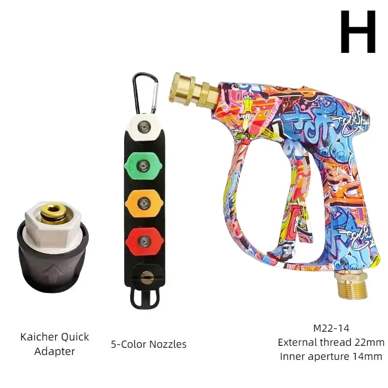 Showlu Smart General pressure washer foam gun attached to a hose, ready for car cleaning with thick foam spray.