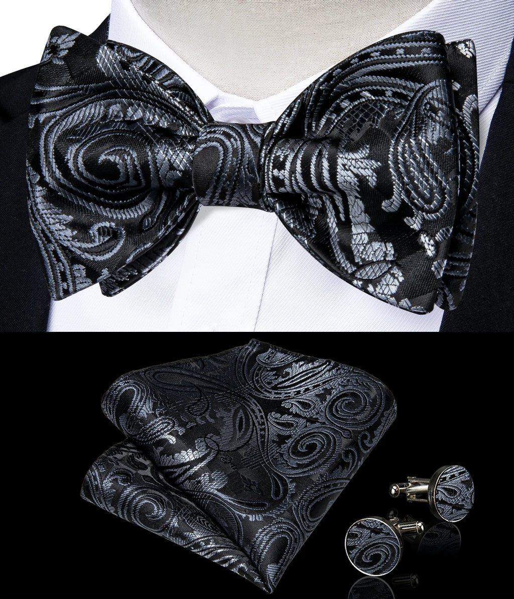 Brand New Men's Bow Tie Teal Green Blue Paisley Floral Silk Bow Tie Wedding Party Butterfly Bowknot Men Tie Accessories DiBanGu