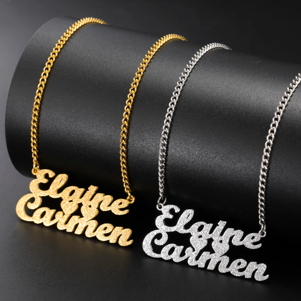 Personalized stainless steel gold choker necklace with custom name, designed by Sipuris for a stylish, modern look.