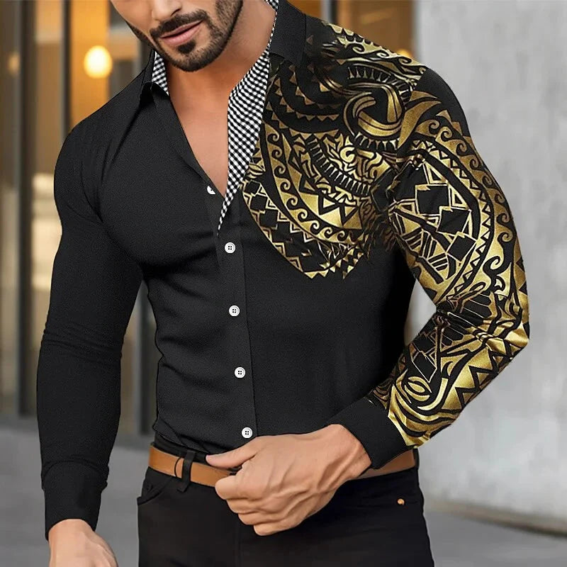 Showlu men's long sleeve dress shirt in microfiber, formal button-down shirt with a classic fit, ideal for professional or formal wear.