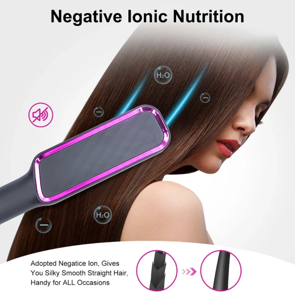 Showlu Smart General electric hair straightener comb at 220°C with fast heating, featuring a sleek design for smooth hair styling.