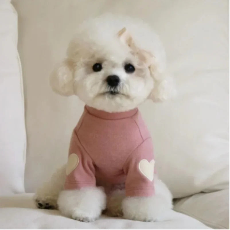 Showlu Fashion Love Bear dog hoodie, warm winter pet base shirt with cute bear design, suitable for small dogs.