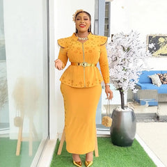 2025 Elegant Dress Women for Wedding Party Summer Autumn Africa V-neck Long Sleeve Evening Long Maxi Dress Gowns Africa Clothing