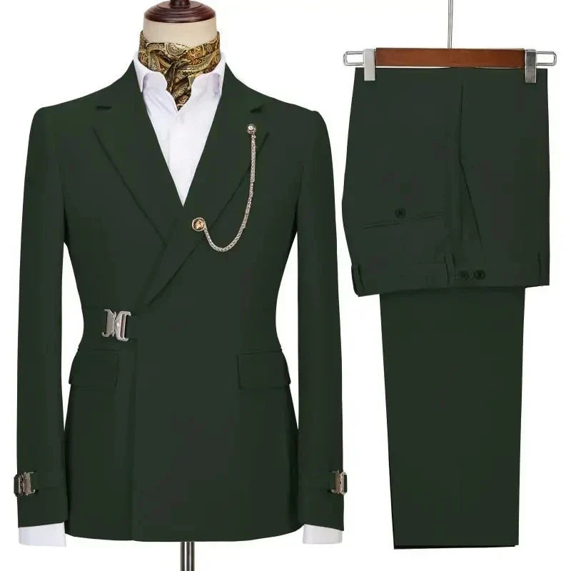 Men's slim fit Italian wedding tuxedo with notched lapel, two-piece suit, stylish formal suit by SHOWLU FASHION STORE