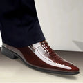 SHOWLU Men's patent leather oxford shoes with height-increasing formal loafers, stylish and polished footwear for men
