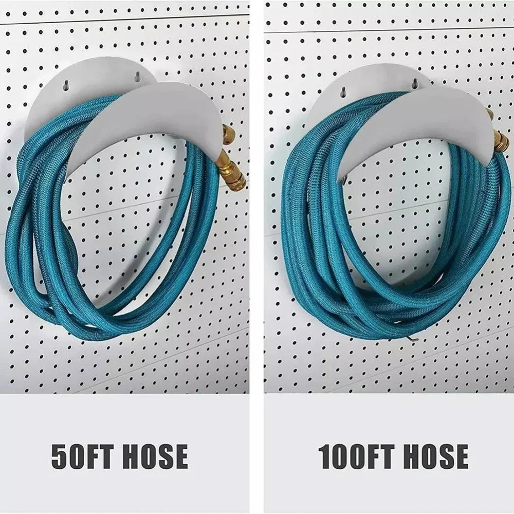 Wall-mounted hose holder by Showlu Fashion Store featuring a durable metal design for garden or outdoor hose organization.