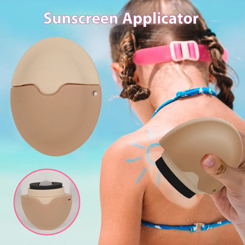 Refillable silicone suncream roller applicator with oval design, ideal for lotion and cosmetic application, in vibrant stitching colors