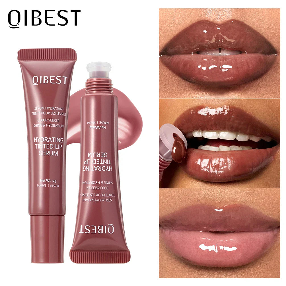 SHOWLU FASHION STORE QiBest Nude Brown Plumping Lip Gloss in 12g, moisturizing tinted lip oil with a nude brown shade.