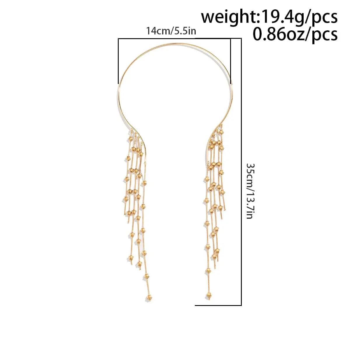 Showlu Fashion Store 0 Silver Link Sexy Goth Long Tassel Star Crystal Sequin Pendant Open Torques Choker Necklace for Women Vintage Chest Chain Wed Accessories New