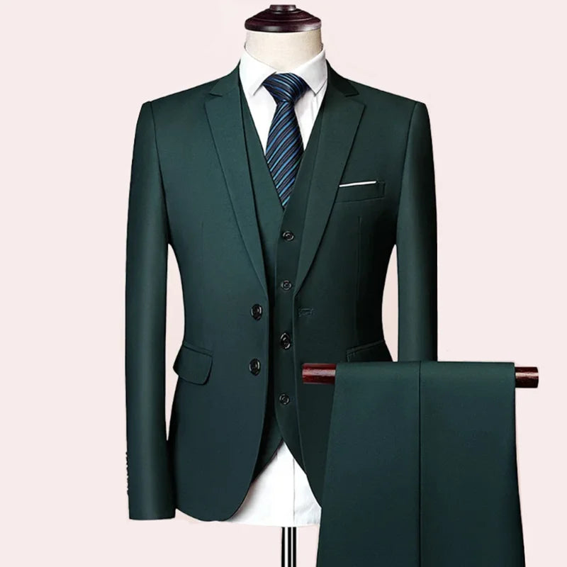 Men's business casual suit for weddings and prom, solid color formal tuxedo set, Showlu Fashion Store.