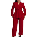 Elegant women's 2-piece wide-leg pant suit by SHOWLU FASHION STORE, perfect for office wear and professional settings.