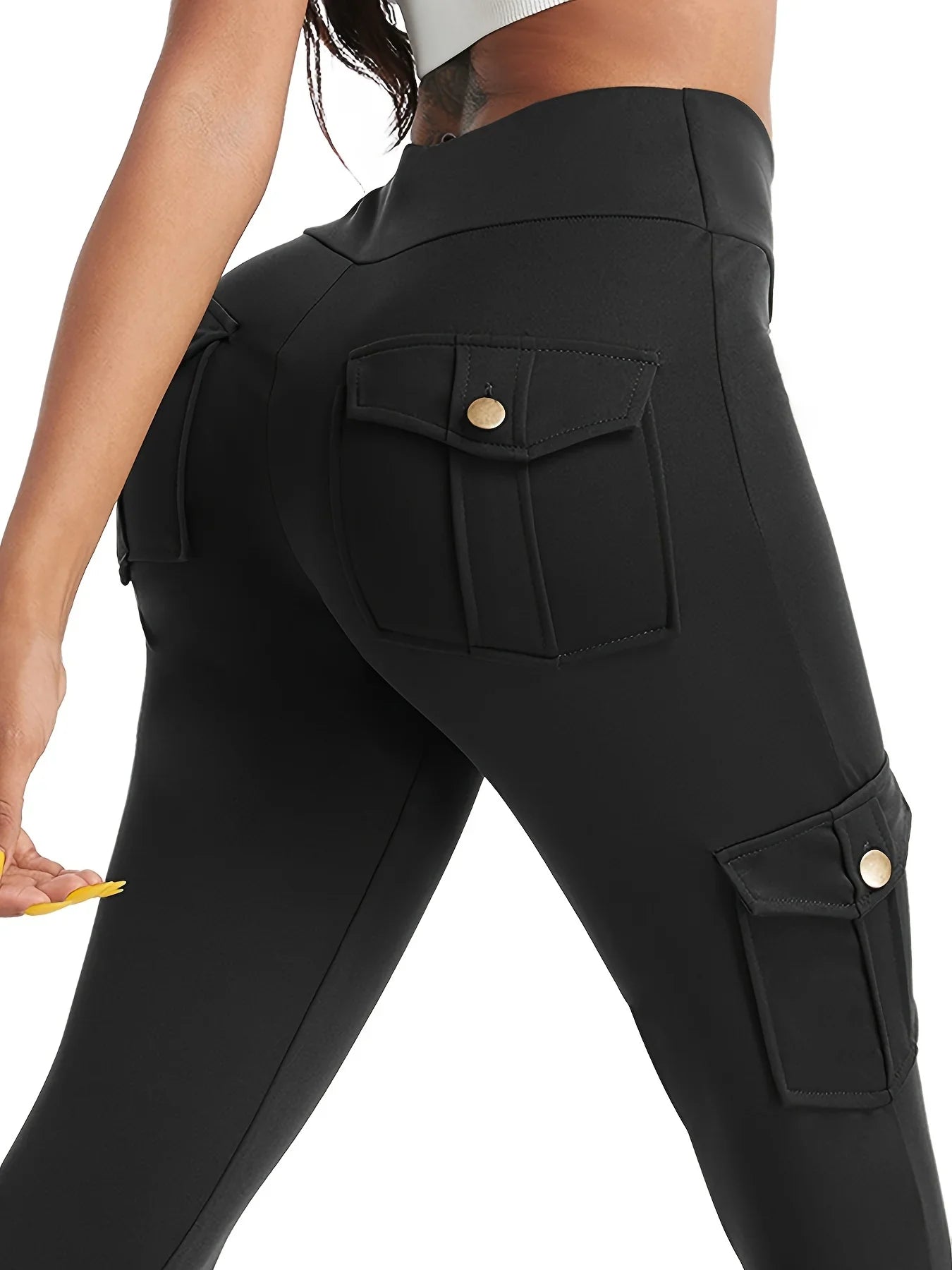 SHOWLU Women's high waist cargo leggings with scrunch booty design, perfect for workout and casual wear.