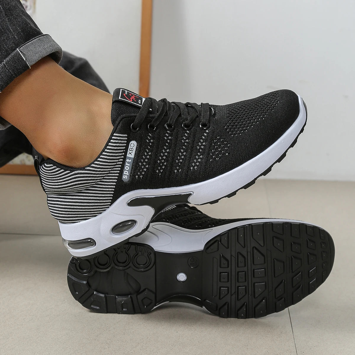Men's breathable lace-up running shoes by Showlu Fashion with non-slip soles, durable design, and pillow-like comfort.