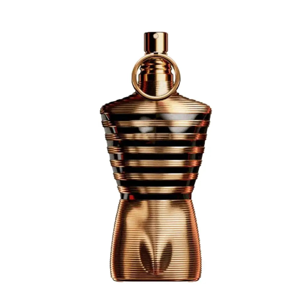 Jean Paul Gaultier Le Male Elixir men's parfum spray in 4.2 oz bottle, featuring a sleek, masculine fragrance design.