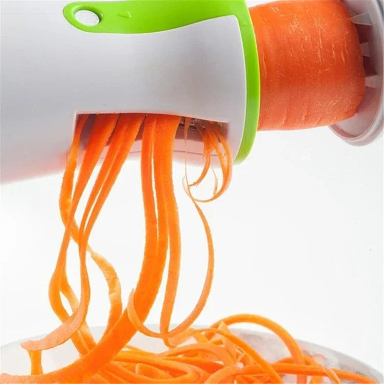 Stainless steel vegetable spiralizer with three blades from Showlu Smart General for creating veggie noodles and garnishes.