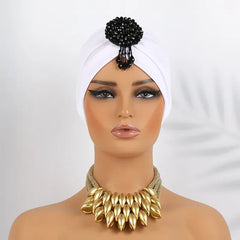 Indian Women Chemo Cap Muslim Diamonds Hijab Pleated Turban Wrap Headscarf Beanies Hair Loss Bonnet Hat Femme Turbante Mujer New SHOWLU FASHION STORE