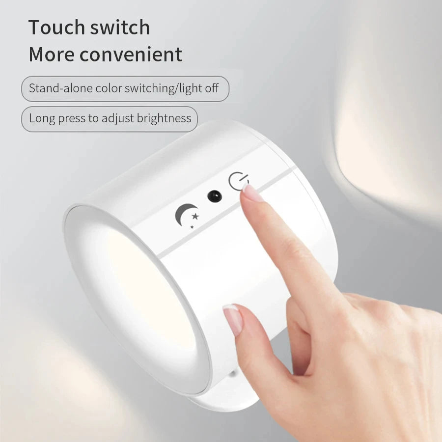 Rechargeable LED wall sconce by Showlu Smart General, mounted on a wall with a sleek modern design and soft ambient lighting.
