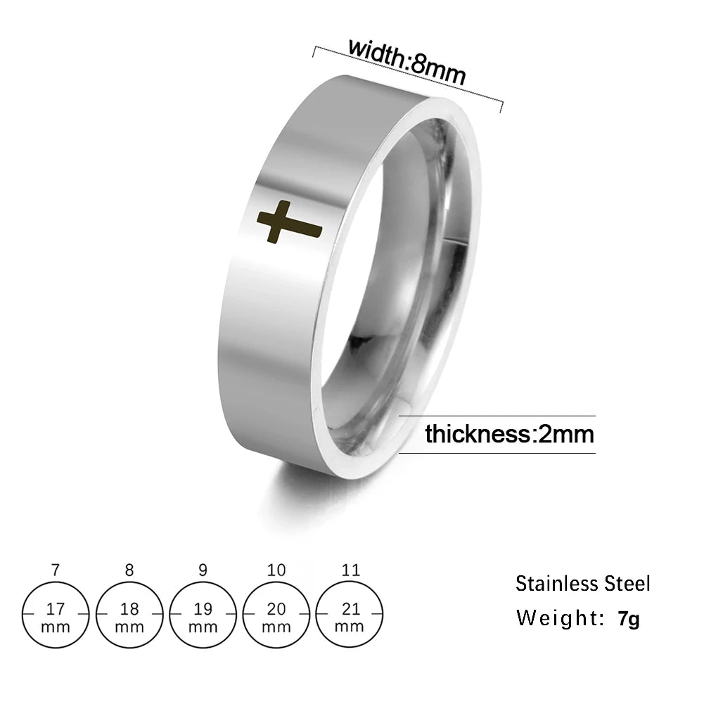 Stainless steel Gothic cross couple ring featuring punk style design, perfect for wedding or fashion accessories.