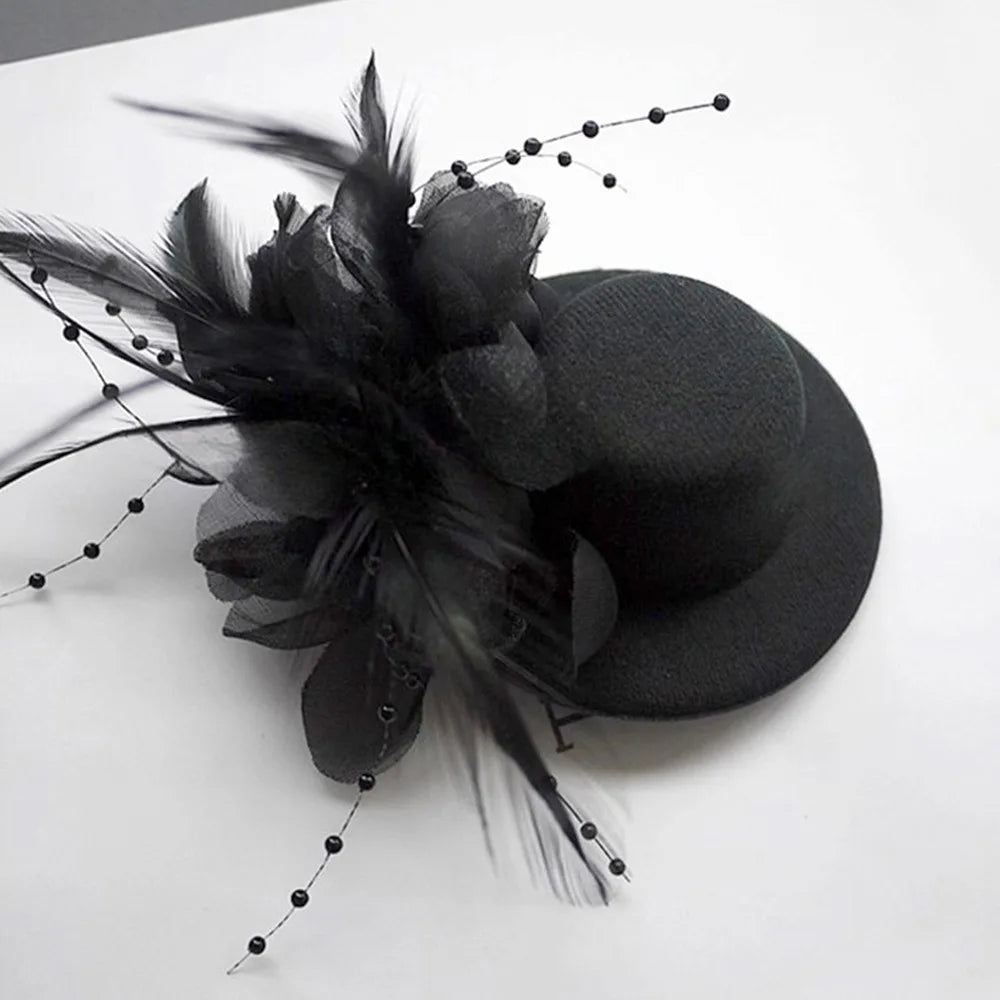 Fashion 13cm Kids Fascinators Hats Feathers Hair Accessories Flower Pillbox Hat Makeup Prom Teas Party Hairpins Party