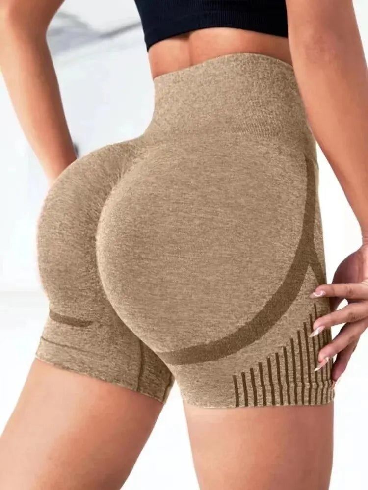 Women’s high waist yoga shorts by Showlu Fashion, fitness workout shorts with lift butt design, ideal for gym, running, and yoga.