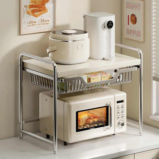 Kitchen Countertop Microwave Oven Shelf Rack Utensils Tableware Rice Cooker Storage Cupboard Air Fryer Shelf Organizer Holder