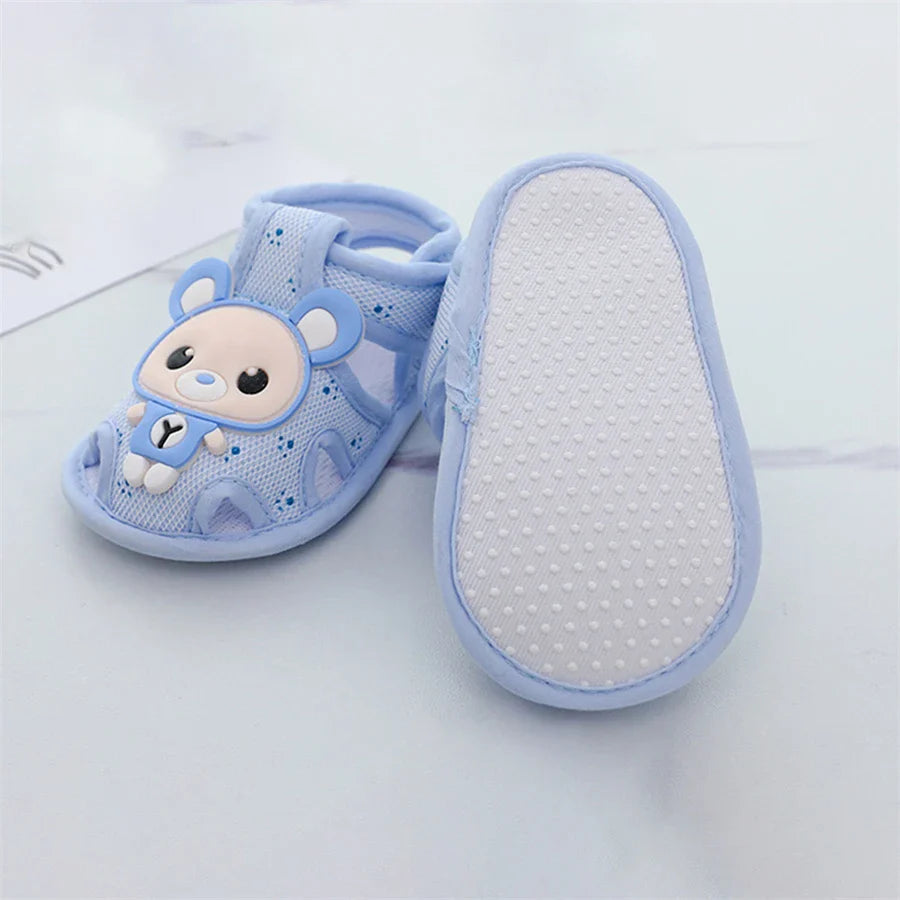 Cute cartoon non-slip baby sandals from Emmababy First Walkers, featuring colorful toddler footwear with soft straps and grip soles.