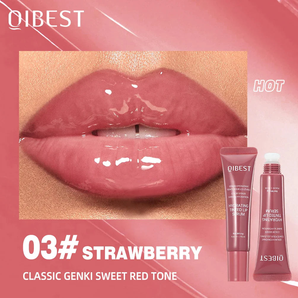 SHOWLU FASHION STORE QIBEST Crystal Jelly Lip Oil in a clear tube, showcasing glossy, tinted moisturizing lip glaze with a smooth applicator.