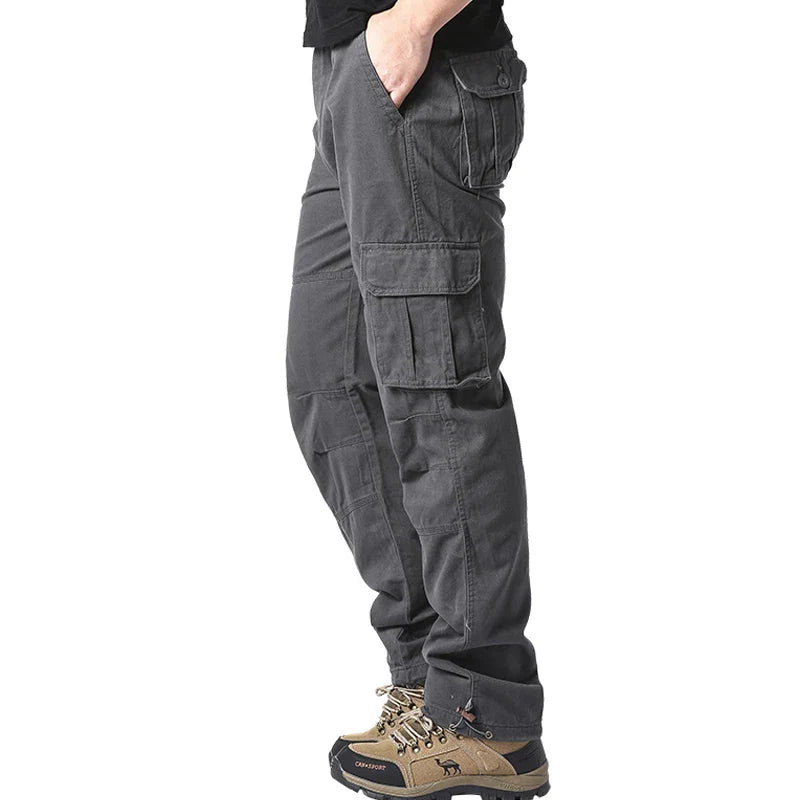 Men's cotton cargo pants from SHOWLU FASHION STORE, loose fit tactical jogging overalls with multiple pockets and comfortable design.