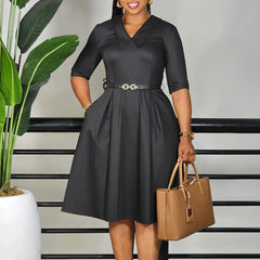 African Dresses For Women Summer Autumn Africa Clothing Half Sleeve Sexy V-Neck Perspective Slim Office Lady Party Dress