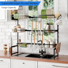Over The Sink Dish Drying Rack XLarge 3 Tier Dish Drainers Drying Rack 31"-39.5" L x 12" W x 34"-38" H Extendable Large SHOWLU FASHION STORE