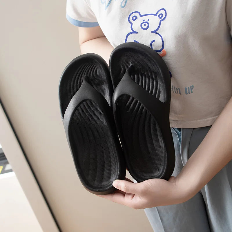 Showlu FASHION STORE women's thick platform EVA flip flops with soft cloud beach sandals, featuring a comfortable slip-on design.