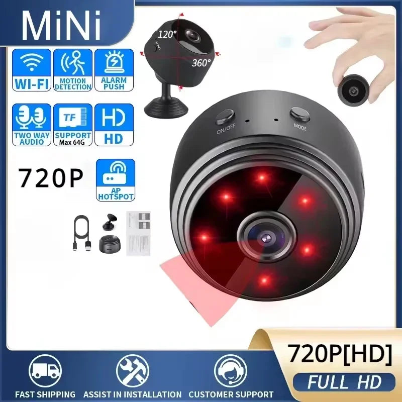 Showlu Smart Mini Security Camera with wireless HD video, compact design, and home surveillance features.