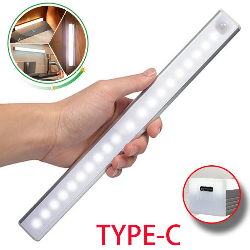 Digitaling Motion Sensor LED Night Light strip, 50cm rechargeable LED strip with motion detection for energy-efficient lighting.