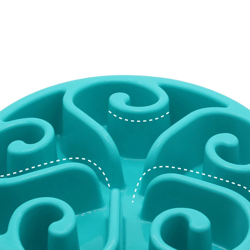 Dog food slow feeder bowl by Showlu Fashion Store with anti-slip base, designed to prevent tipping and reduce gulping during feeding.