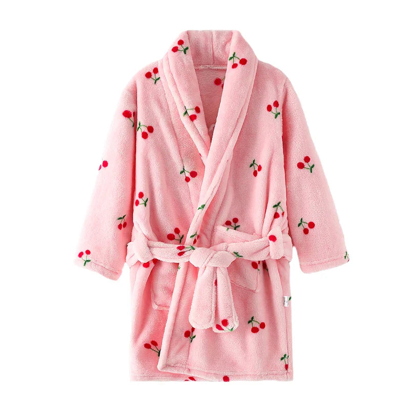 Childdkivy kids flannel pajamas and cartoon bathrobe, warm and cozy for boys and girls, featuring playful character designs.