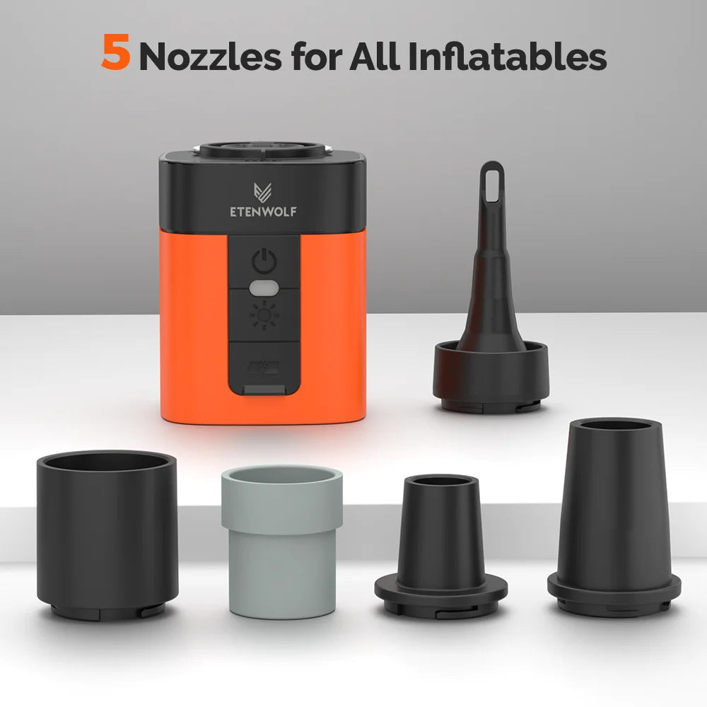Showlu Smart General ETENWOLF Air 3 Ultra Portable Air Pump with LED, fast charging, for inflating camping mattresses and outdoor gear.