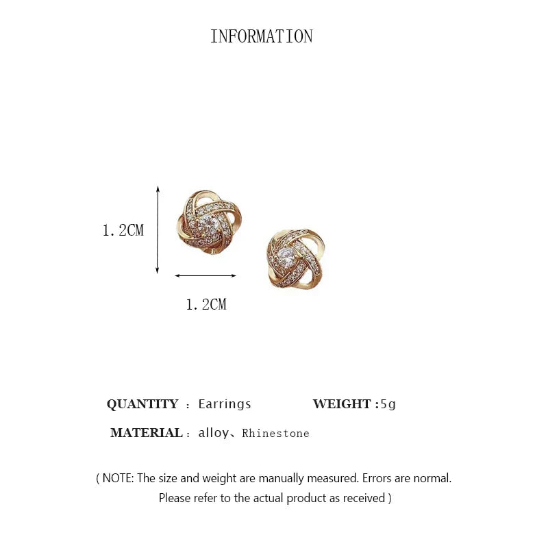 Showlu Fashion zircon cross stud earrings with geometric copper design, featuring sparkling zircon stones for a stylish jewelry look.