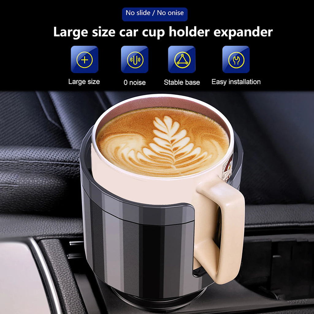 Showlu Smart General car cup holder expander fits larger cups, provides extra space and stability in vehicle cup holders.