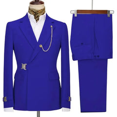 Elegant Men's Suits 2 Pieces Blazer Pants Italian Design Notched Lapel Party Wedding Slim Fit Costume Homme (Blazer+Pants)