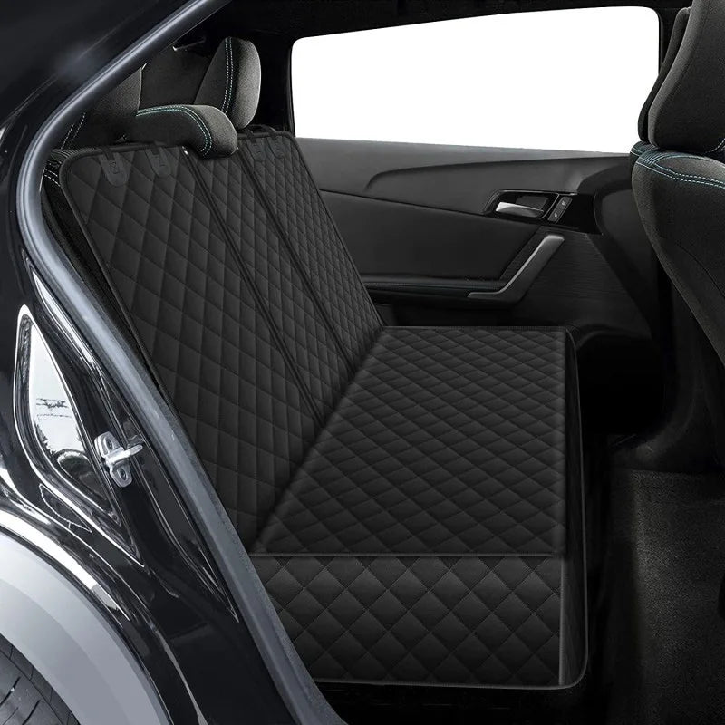 Showlu waterproof dog car seat cover in plaid nylon, designed as a pet travel hammock for car safety and comfort.